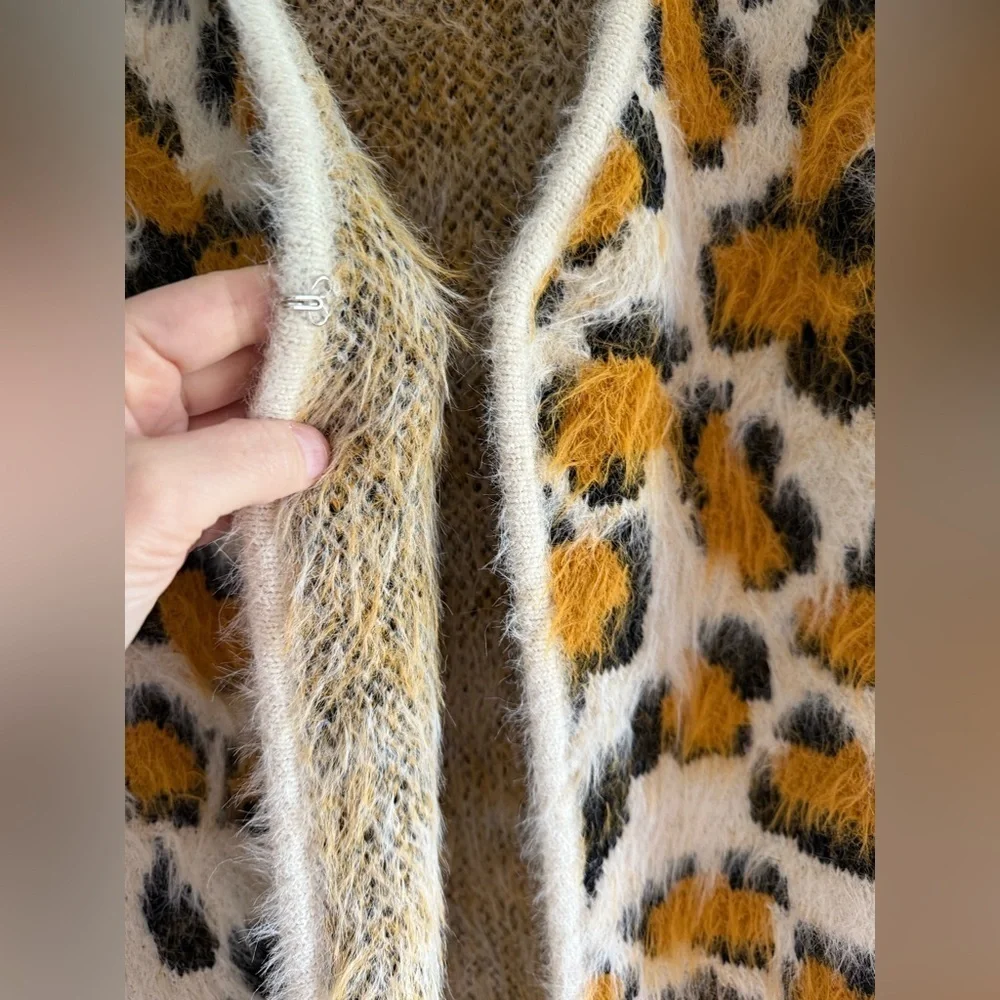 LIKE NEW &Merci Leopard Fuzzy Cardigan